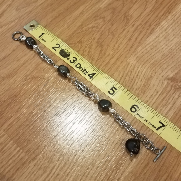 FINAL PRICE Hematite Double Stainless Toggle Skull Bracelet - Picture 10 of 10
